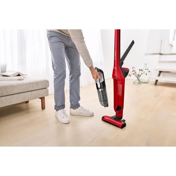 Bosch Serie 4 BBH3ZOO28 upprättstående dammsugare och elektrisk sopborste Batteri Torr Utan påse 0,4 l Svart, Röd 2,15 Ah