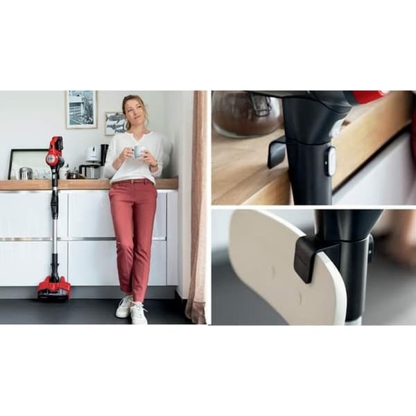 Bosch BBS711ANM upprättstående dammsugare och elektrisk sopborste Batteri Torr Utan påse 0,3 l Svart, Röd, Rostfritt stål