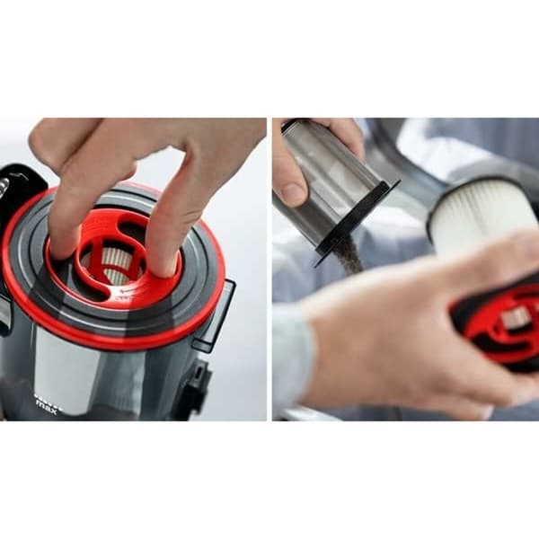 Bosch BBS711ANM upprättstående dammsugare och elektrisk sopborste Batteri Torr Utan påse 0,3 l Svart, Röd, Rostfritt stål