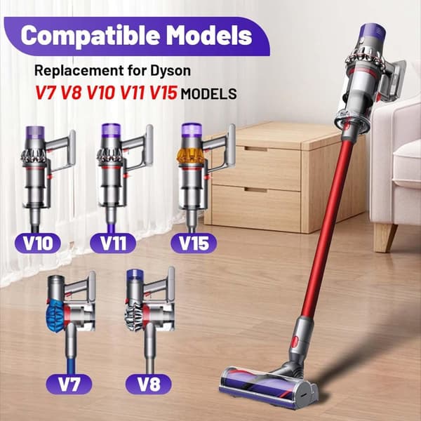 INF Munnstykke og børstehode for Dyson V7, V8, V10, V11, V15, SV10, SV11, SV12, SV14 støvsugere, uten floker 0