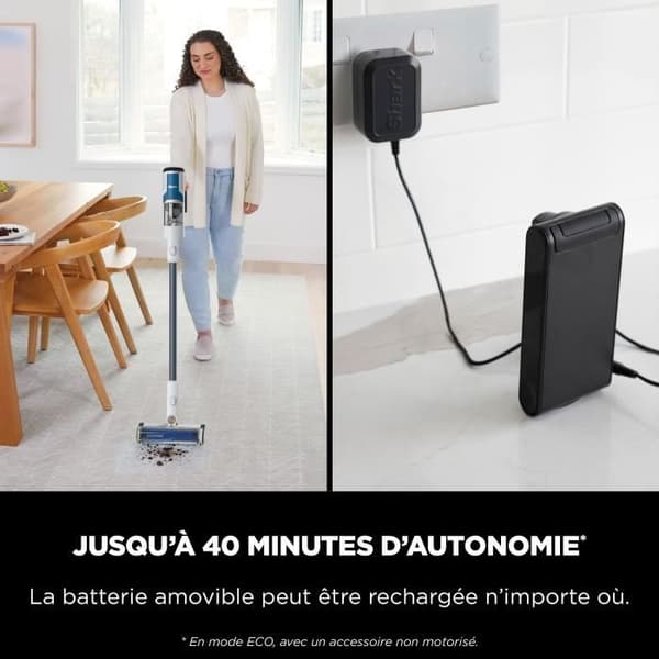 NYHET SHARK FloorDetect BU1120EU - Sladdlös stickdammsugare - 181W - Anti-tangle &amp; PowerFins - 40 minuters körtid - Vit