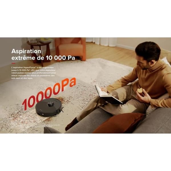 ROBOROCK S8 MaxV Ultra - Robotdammsugare med RockDock Ultra 8-i-1 - 10 000 Pa - Sido borst &amp; DuoRoller