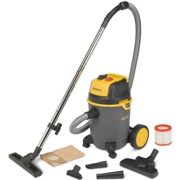 STANLEY vagnmonterad vatten- och dammdammsugare 1200 W 20 L tank med portabelt eluttag