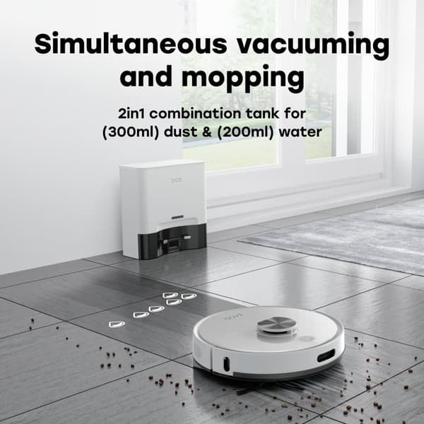 ZACO A10 Plus robotdammsugare med mopp och självtömning, 5000Pa, app & Alexa