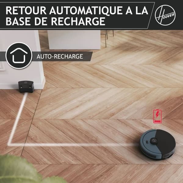 Hoover HG430H Hydro Robotdammsugare och mopp - Kraftfull 4000Pa - Alla golv - Lasernavigering - Hindersensor - Laddstation