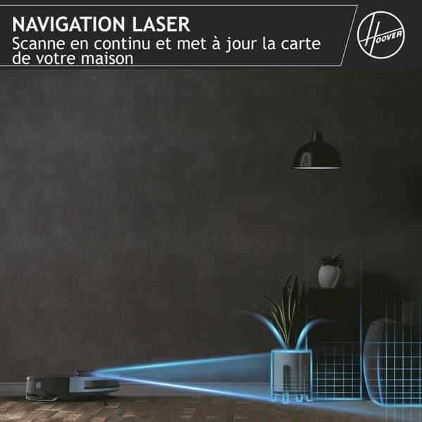 Hoover HG430H Hydro Robotdammsugare och mopp - Kraftfull 4000Pa - Alla golv - Lasernavigering - Hindersensor - Laddstation