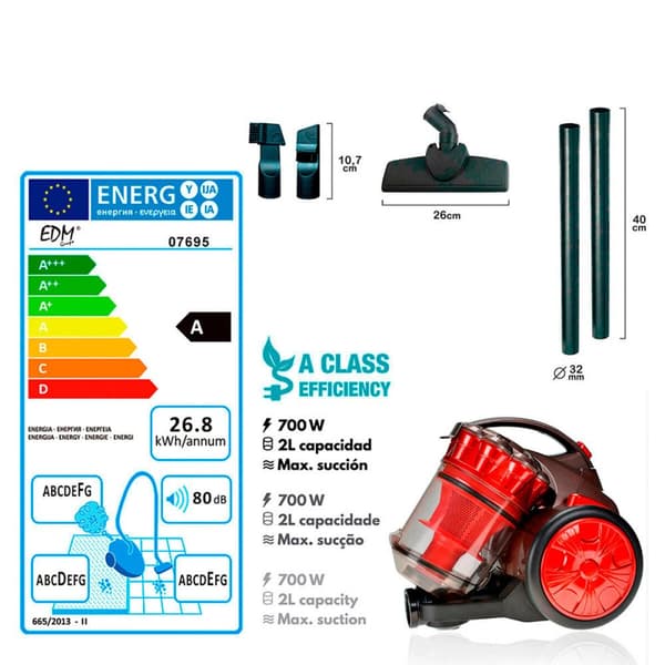 Multi-cyclonisk støvsuger EDM 07695 700 W