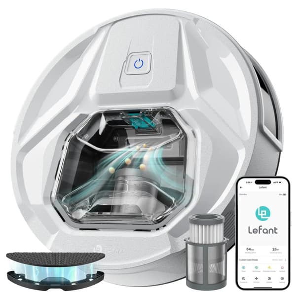 Robotdammsugare med mopp, 6000Pa sugkraft, kompakt design,EU, M320-Vit