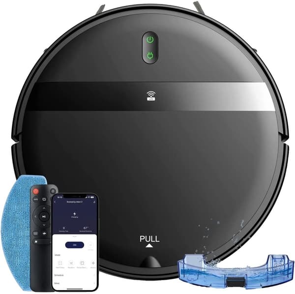 GOOVI Robotstøvsuger, 6000Pa Sugekraft, 2500mAh Batteri,EU, Sort