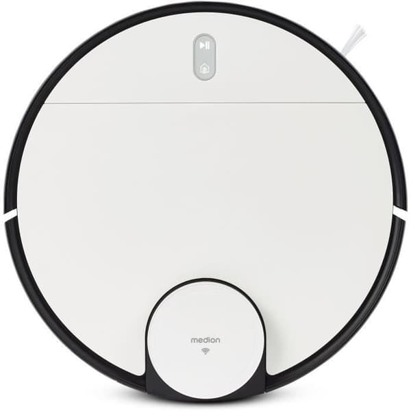 MEDION X40 SW - Robotdammsugare - 8000 Pa - 400 ml - Lasernavigering och sopfunktion musta, Valkoinen