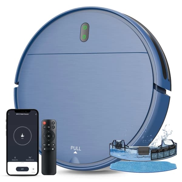 MAMNV BR151 Robotstøvsuger, 4500Pa Sugekraft, Smart App Kontrol,BR151 Sort
