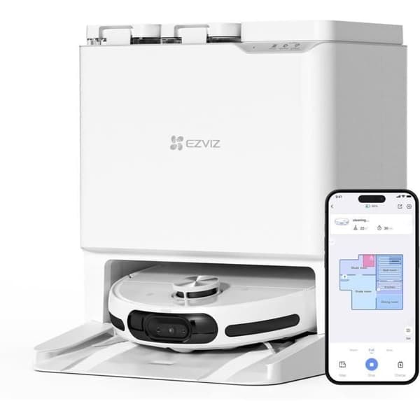 EZVIZ RS20 Pro -Robotdammsugare med Mopp - Förhöjd Sidskydd - 7200 Pa - Rengöring med varmt vatten 60°C Vit