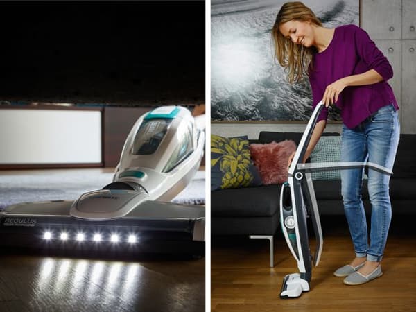 Trådlös 2-i-1 golvdammsugare Leifheit Regulus PowerVac 11925, multifunktionell dammsugare 20V, batteritid 40min, vit