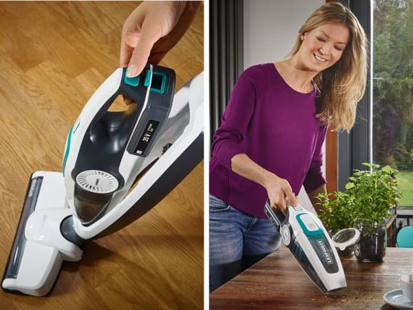 Trådlös 2-i-1 golvdammsugare Leifheit Regulus PowerVac 11925, multifunktionell dammsugare 20V, batteritid 40min, vit