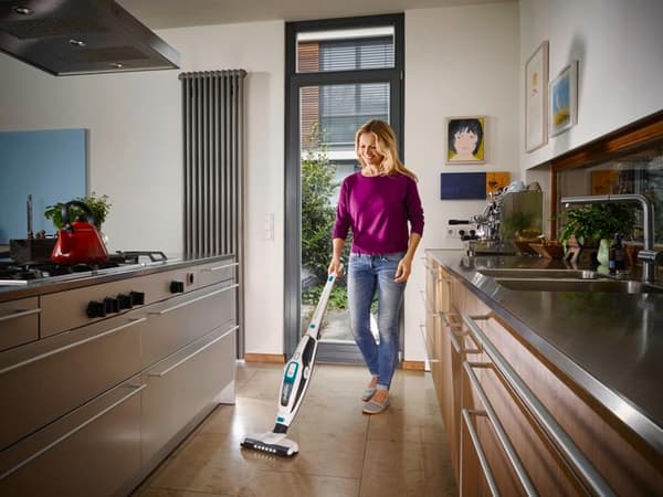 Trådlös 2-i-1 golvdammsugare Leifheit Regulus PowerVac 11925, multifunktionell dammsugare 20V, batteritid 40min, vit