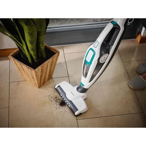Trådlös 2-i-1 golvdammsugare Leifheit Regulus PowerVac 11925, multifunktionell dammsugare 20V, batteritid 40min, vit
