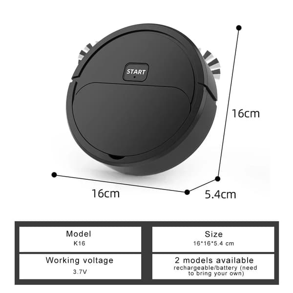 K16 Mini Robotdammsugare - Svart
