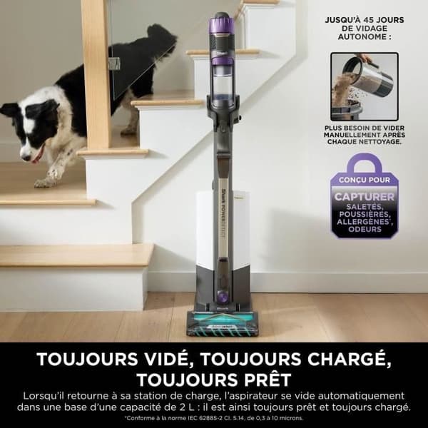 Sektionsdammsugare - Shark Power Detect - Automatisk tömningsbas - 2L - 70 min driftstid