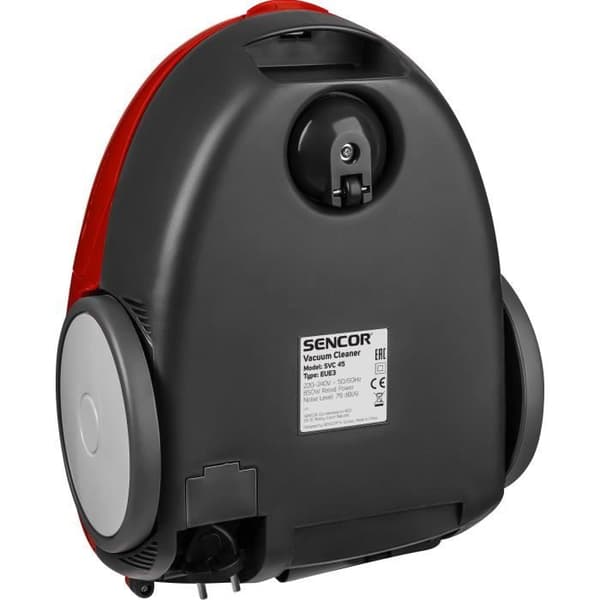 Kapseldammsugare med påse - SENCOR - SVC 45RD-EUE3 - 850 W ECO-motor - 79 dBA - 1,5 L - Röd
