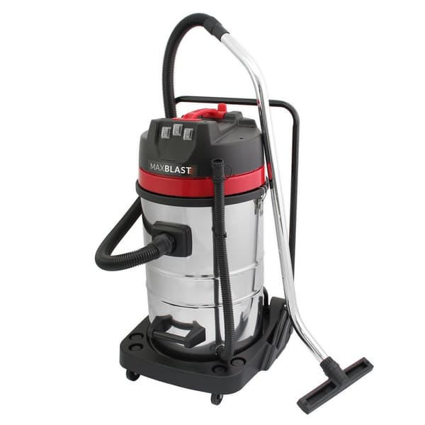Industrial Vacuum Cleaner 80L Wet & Dry 5 Nozzles Commercial Cleaning 3000W Triple Motor Stainless Steel Fabric Filter 1.5 m Hose 9 m Cable Bagless or