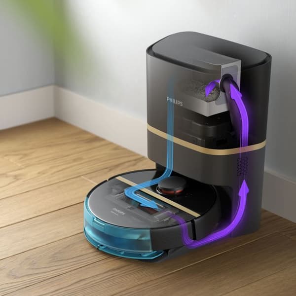 Philips 7000-serien HomeRun Aqua Robotdammsugare, rengöring, batteri upp till 180 min, 4 lägen, svart (XU7100/01)