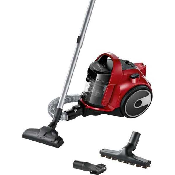 BOSCH GC05 Cleann'n BGC05A322 - Påslös dammsugare - 78 dB - 700W - 1,5L - Teleskopstångsrör - Universalborste Svart, Röd