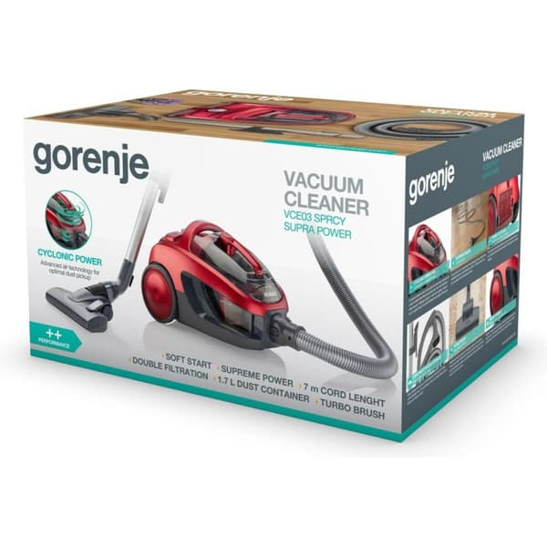 Pussiton pölynimuri Gorenje VCE03SPRCY Punainen 800 W