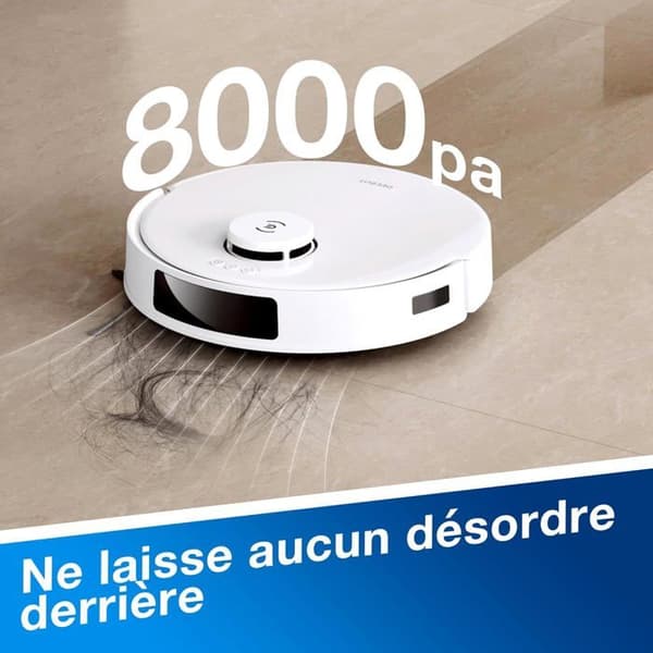 ECOVACS DEEBOT N20 PLUS Robotdammsugare, PureCyclone Technology med dammbehållare utan förbrukningsvaror, 8000Pa