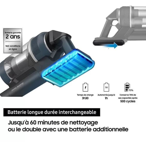 SAMSUNG Bespoke Jet Plus Complete VS20B95C43W - 210 AW Stick Dammsugare med Clean Station