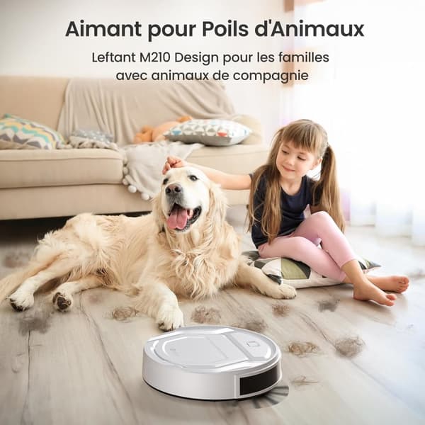 Lefant Robotstøvsuger, 2200Pa Sugekraft, 120 Minutters Driftstid, Smart Kontrol via Wi-Fi/Alexa