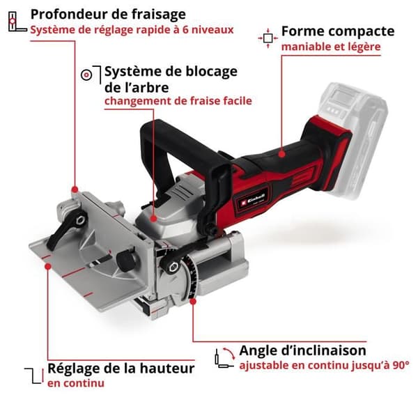 Einhell Träkantfräs med sladd TE-BJ 18 Li-Solo Power X-Change (18V) Levereras utan batteri och utan laddare