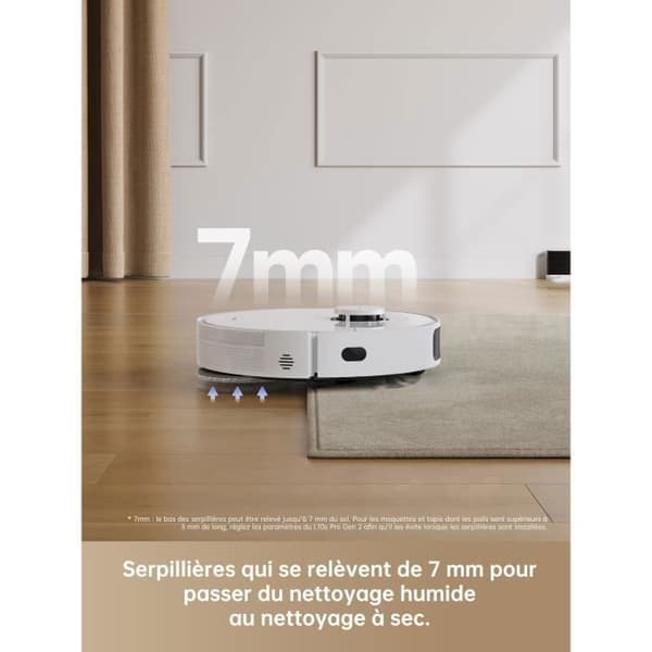 L10s Pro Gen 2 djurhårmoppningsrobotdammsugare, 7 000 Pa, automatiska moppar lyfter vit