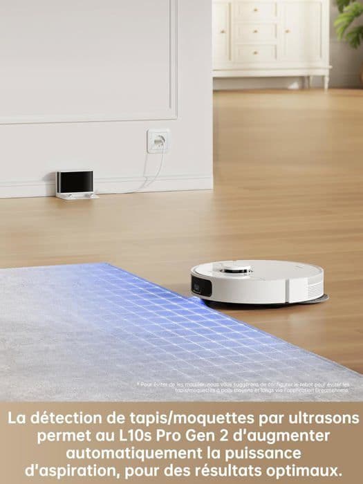 L10s Pro Gen 2 djurhårmoppningsrobotdammsugare, 7 000 Pa, automatiska moppar lyfter vit