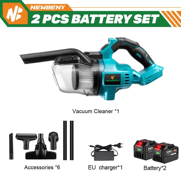 Elektrisk Dammsugare, 20V Kraftfull Sugförmåga, 700ML Tankkapacitet,2 Batteri EU Kontakt