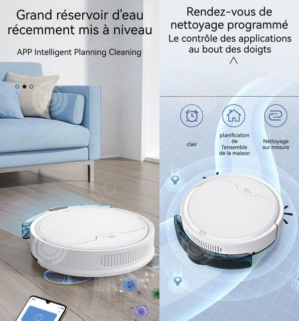 INN Robotdammsugare 3 i 1 2000 Pa starkt sug USB-laddning Husdjurshår Hinderupptäckt Smart hemladdare