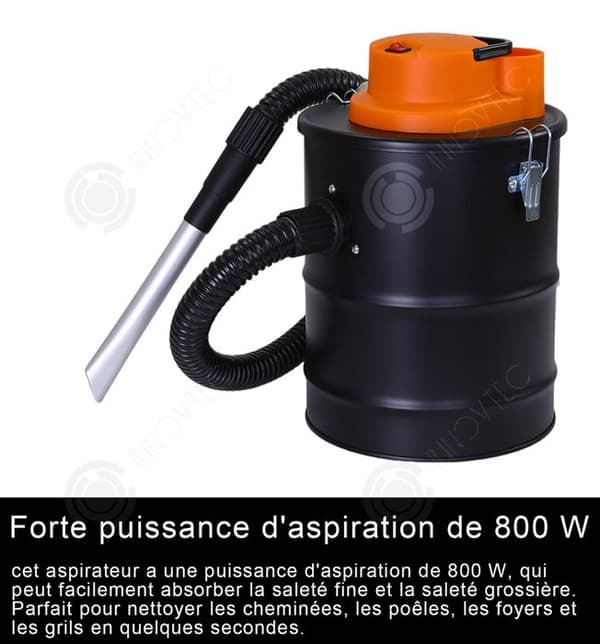 INN dammsugare askdammsugare för öppen spis kompakt 800 W 12 liter starkt sug med låg sugeffekt 17kPa