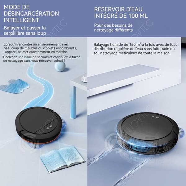 INN Robotdammsugare 4000pa 6000mah 4 nivåer Justering Wi-Fi Robotdammsugare med 335ml dammlåda och 100ml EA-tank