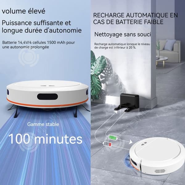 INN Robotdammsugare 6000mah 4000pa 4 nivåer Justering Wi-Fi Robotdammsugare med 335ml dammlåda och 100ml EA-tank
