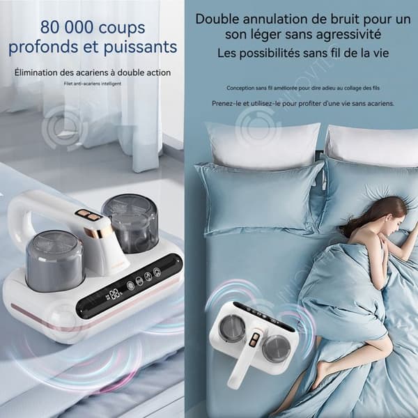 INN Anti Mite Dammsugare 1800mah 10000pa Visa fuktighet LED-skärm 2 nivåer Handdammsugare med 210ml dammlåda