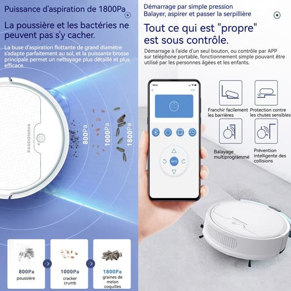 INN Robotdammsugare 3 i 1 3000mah 1800pa 9W 3 hastighetsjustering Robotdammsugare Robotdammsugare Moppning Robotdammsugare
