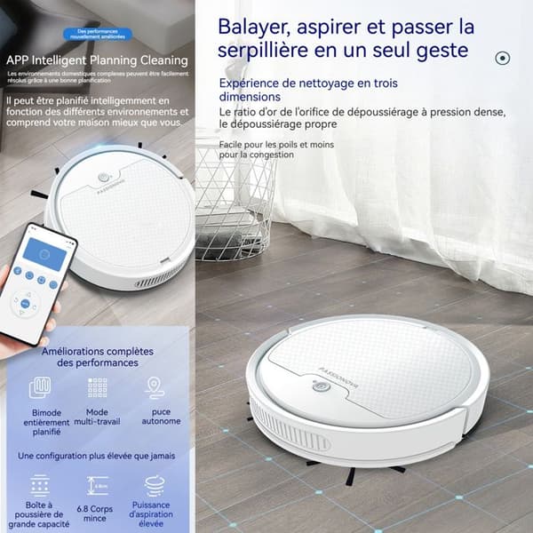 INN Robotdammsugare 3 i 1 3000mah 1800pa 9W 3 hastighetsjustering Robotdammsugare Robotdammsugare Moppning Robotdammsugare