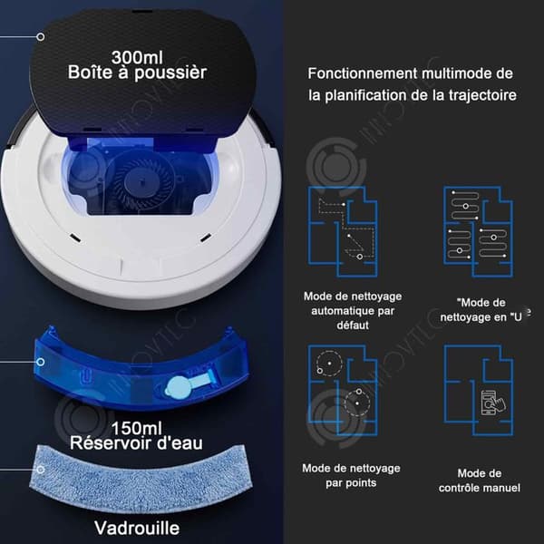 Robotdammsugare PASSIONOVA 1800pa lämplig yta 120-150 kvadratmeter låg ljudnivå 55db djup rengöring
