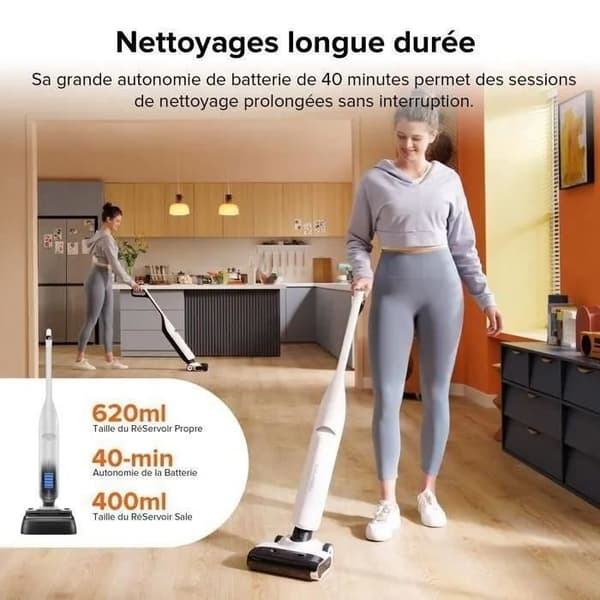 Roborock Flexi Lite - våt- och dammkvastdammsugare - FlatReach™-design - 17 000 Pa automatisk rengöring/torkning