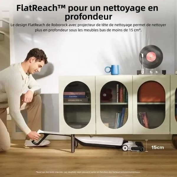 Roborock Flexi Lite - våt- och dammkvastdammsugare - FlatReach™-design - 17 000 Pa automatisk rengöring/torkning