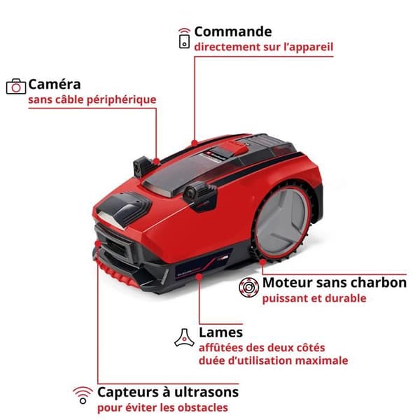Einhell Robotgräsklippare FREELEXO CAM 500 Power X-Change (18V, 500 m²) Levereras med Batteri 3,0 Ah och Laddare