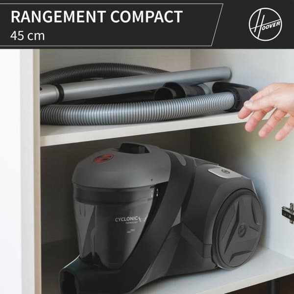 Påslös burkdammsugare - HOOVER - HP320PET - 850 W - 2 L - 75 dBA - Special för djur