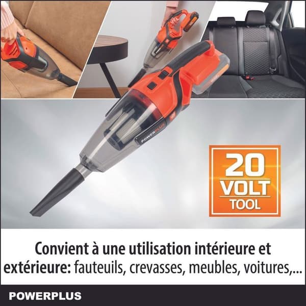 Dual Power Sladdlös handdammsugare POWDP6030 - 20V bordsdammsugare - utdragbar - utan batteri eller laddare - med 2 acc.