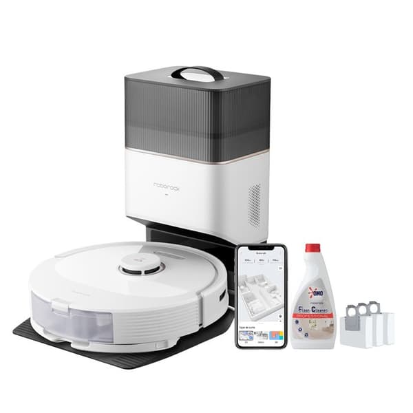 Roborock Q8 Max+ Vit -Robotdammsugare -5500Pa -Dubbelborste -Automatisk tömning -Reaktiv tekniskt hinder undvikande Vit