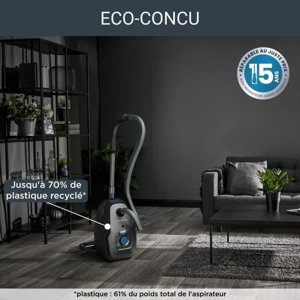 ROWENTA Green Force Max Dammsugare med påse, 4,5 L, 900 W max, 75 dB(A), Miljöansvarig, Tillverkad i Frankrike, Svart RO4933EA