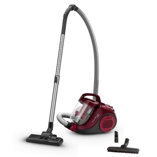 ROWENTA Swift Power Cyclonic, påslös dammsugare, kompakt, kapacitet 1,2 l, parkettborste, RO2933EA Svart, Burgundisk
